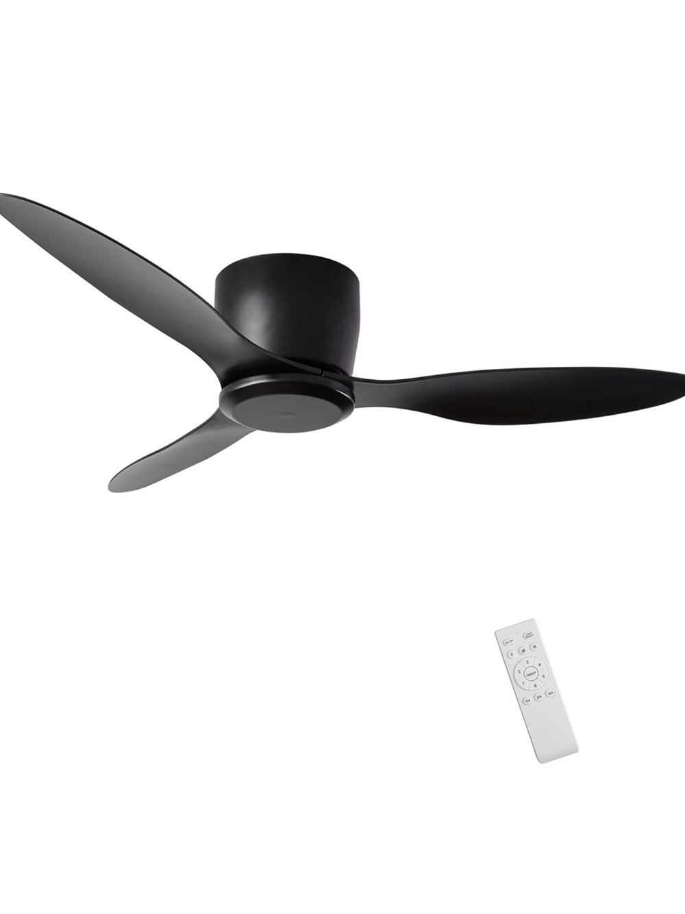 Modern Black Ceiling Fan 3 Blades With Remote Control 6 Speeds Motor